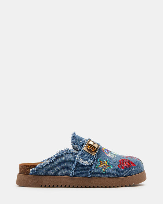 Kids' MONEYY Denim Multi Girls' Slip-On Clogs - Steve Madden