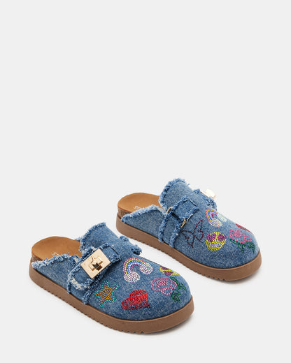Kids' MONEYY Denim Multi Girls' Slip-On Clogs - Steve Madden