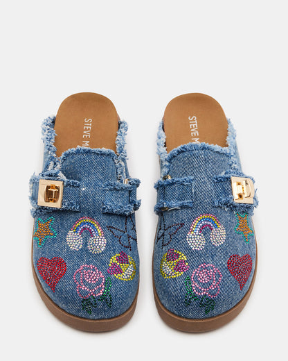 Kids' MONEYY Denim Multi Girls' Slip-On Clogs - Steve Madden