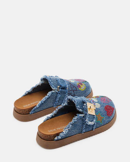Kids' MONEYY Denim Multi Girls' Slip-On Clogs - Steve Madden
