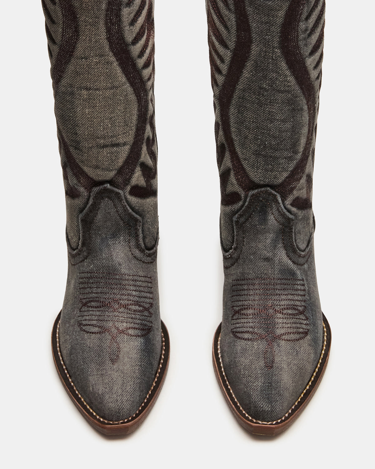 ALBANY Black Denim Pointed-Toe Women's Western Boot - Steve Madden