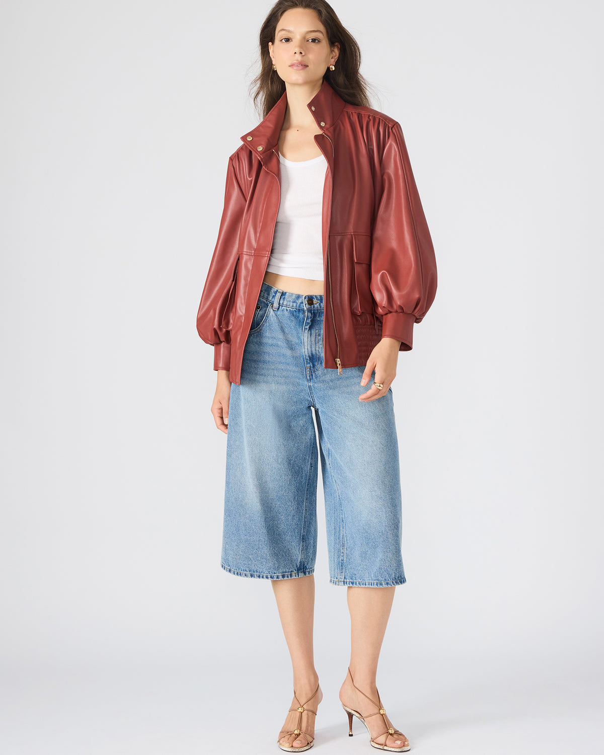 VEE Dusty Brick Faux Leather Long-Sleeved Women's Jacket - Steve Madden