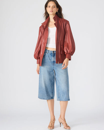 VEE Dusty Brick Faux Leather Long-Sleeved Women's Jacket - Steve Madden