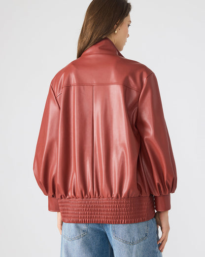 VEE Dusty Brick Faux Leather Long-Sleeved Women's Jacket - Steve Madden