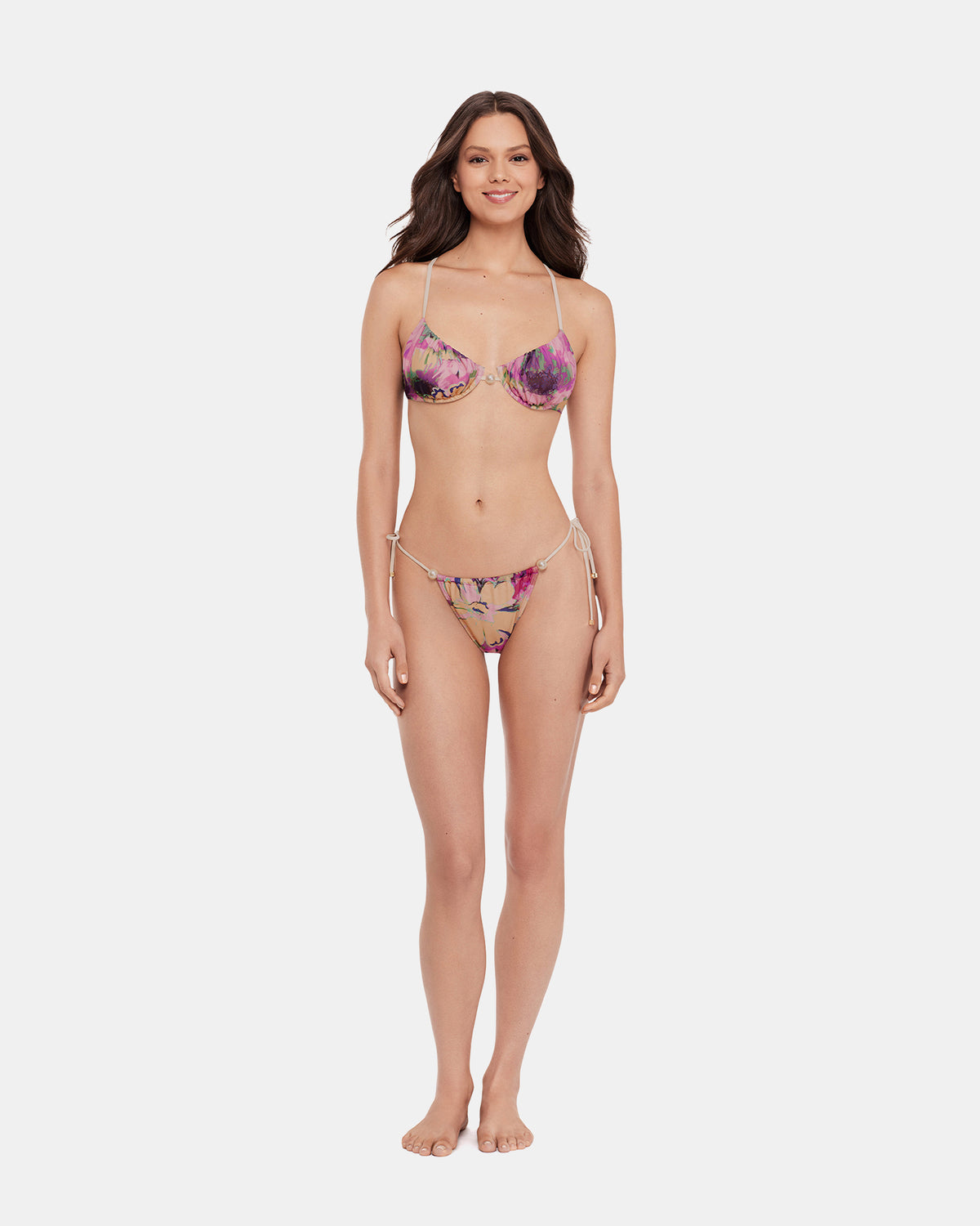 SUPER BLOOM MULTI BIKINI BOTTOM Pearl Floral Pattern Women's Bikini Bottom - Steve Madden