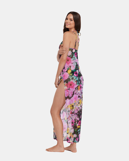 DAZEY FIELDS MULTI BIKINI COVER-UP Flowy Mesh Women's Swim Cover-Up - Steve Madden