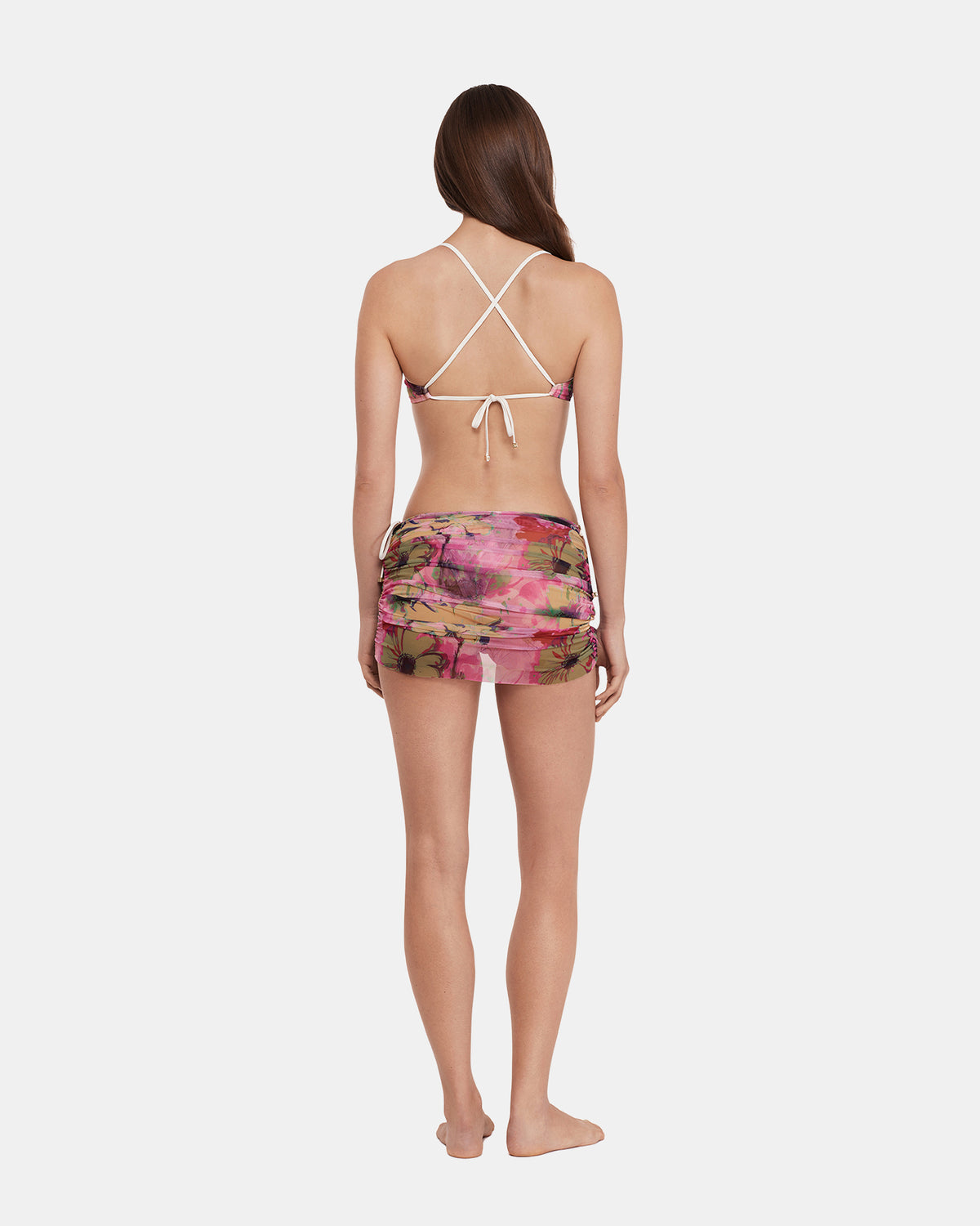 SUPER BLOOM MULTI BIKINI COVER-UP Mesh Skirt Floral Pattern Women's Swim Cover-Up - Steve Madden
