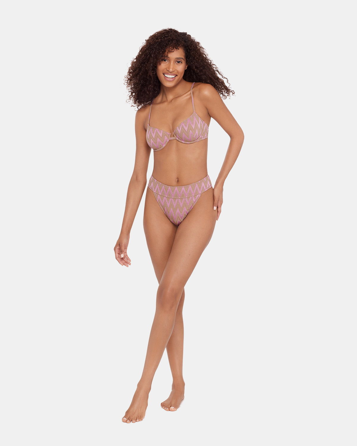 CHEVRON SHINE BIKINI BOTTOM Purple Women's Bikini Bottoms - Steve Madden