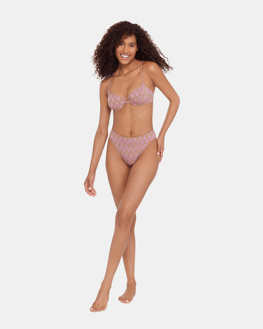 CHEVRON SHINE BIKINI BOTTOM Purple Women's Bikini Bottoms - Steve Madden