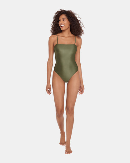 SHINE BRIGHT ONE PIECE SWIMSUIT Olive Women's Bandeau One-Piece Swimsuit - Steve Madden