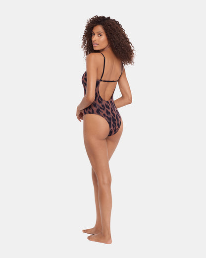 STATIC LEOPARD ONE PIECE SWIMSUIT Low-Back Women's One-Piece Swimsuit - Steve Madden