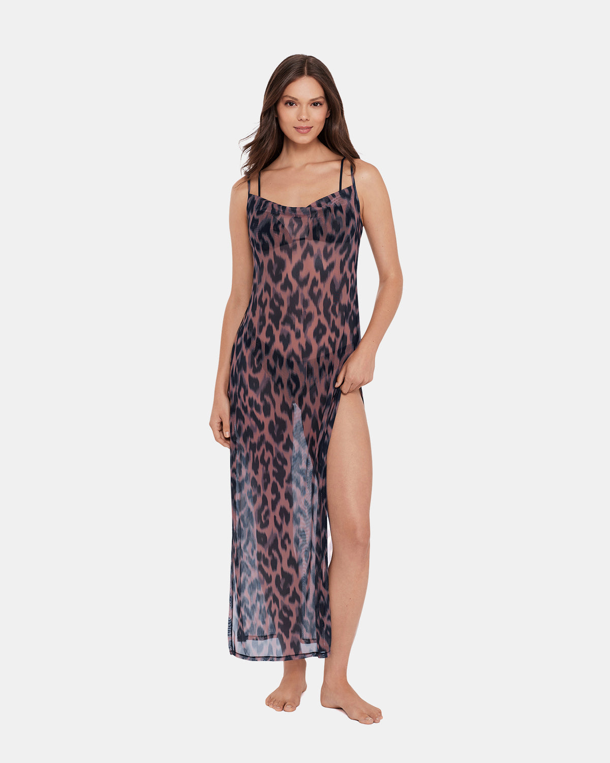 STATIC LEOPARD BIKINI COVER-UP Natural Flowy Mesh Women's Swim Cover-Up - Steve Madden