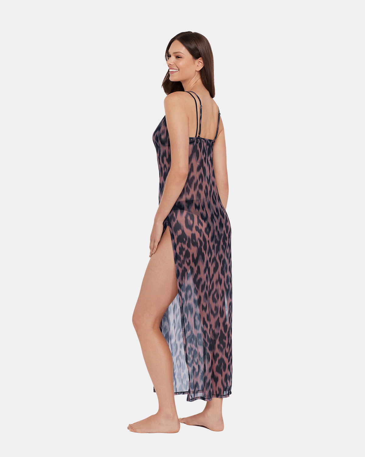 STATIC LEOPARD BIKINI COVER-UP Natural Flowy Mesh Women's Swim Cover-Up - Steve Madden