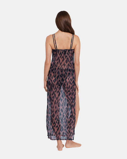 STATIC LEOPARD BIKINI COVER-UP Natural Flowy Mesh Women's Swim Cover-Up - Steve Madden