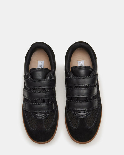 MOMENTUM Mesh Black Women's Velcro Low-Top Sneakers - Steve Madden