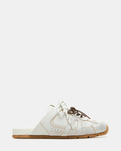 MAYSA White Distressed Women's Low-Top Slip-On Mule Sneakers - Steve Madden