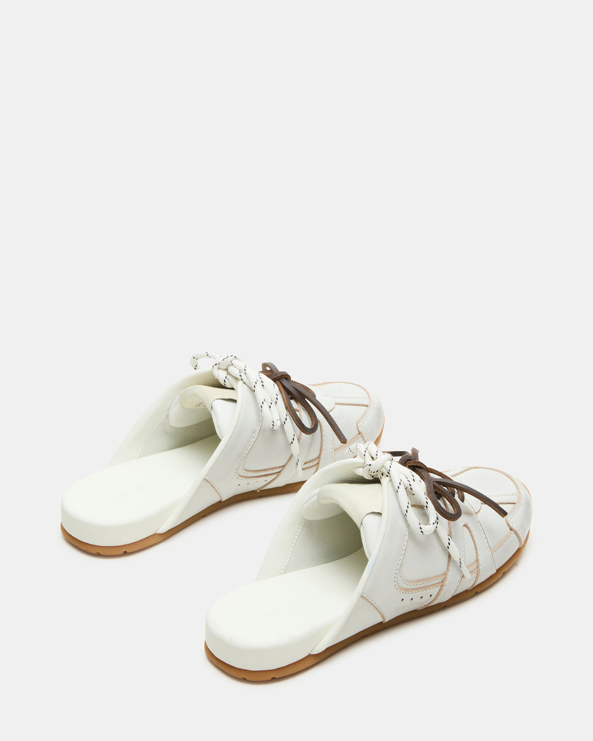 MAYSA White Distressed Women's Low-Top Slip-On Mule Sneakers - Steve Madden