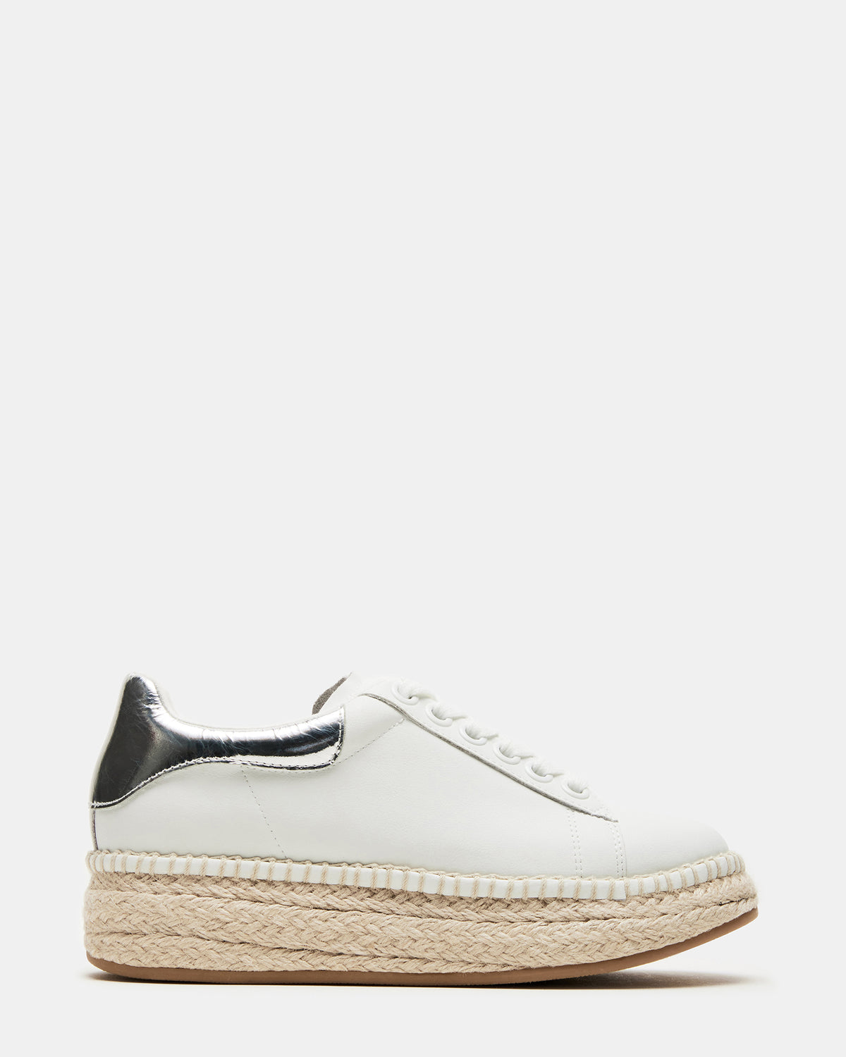 GLANCE White/Silver Espadrille Platform Casual | Women's Sneakers - Steve Madden