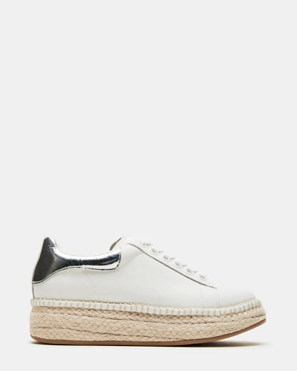 GLANCE White/Silver Espadrille Platform Casual | Women's Sneakers - Steve Madden