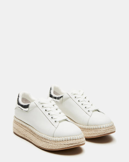 GLANCE White/Silver Espadrille Platform Casual | Women's Sneakers - Steve Madden