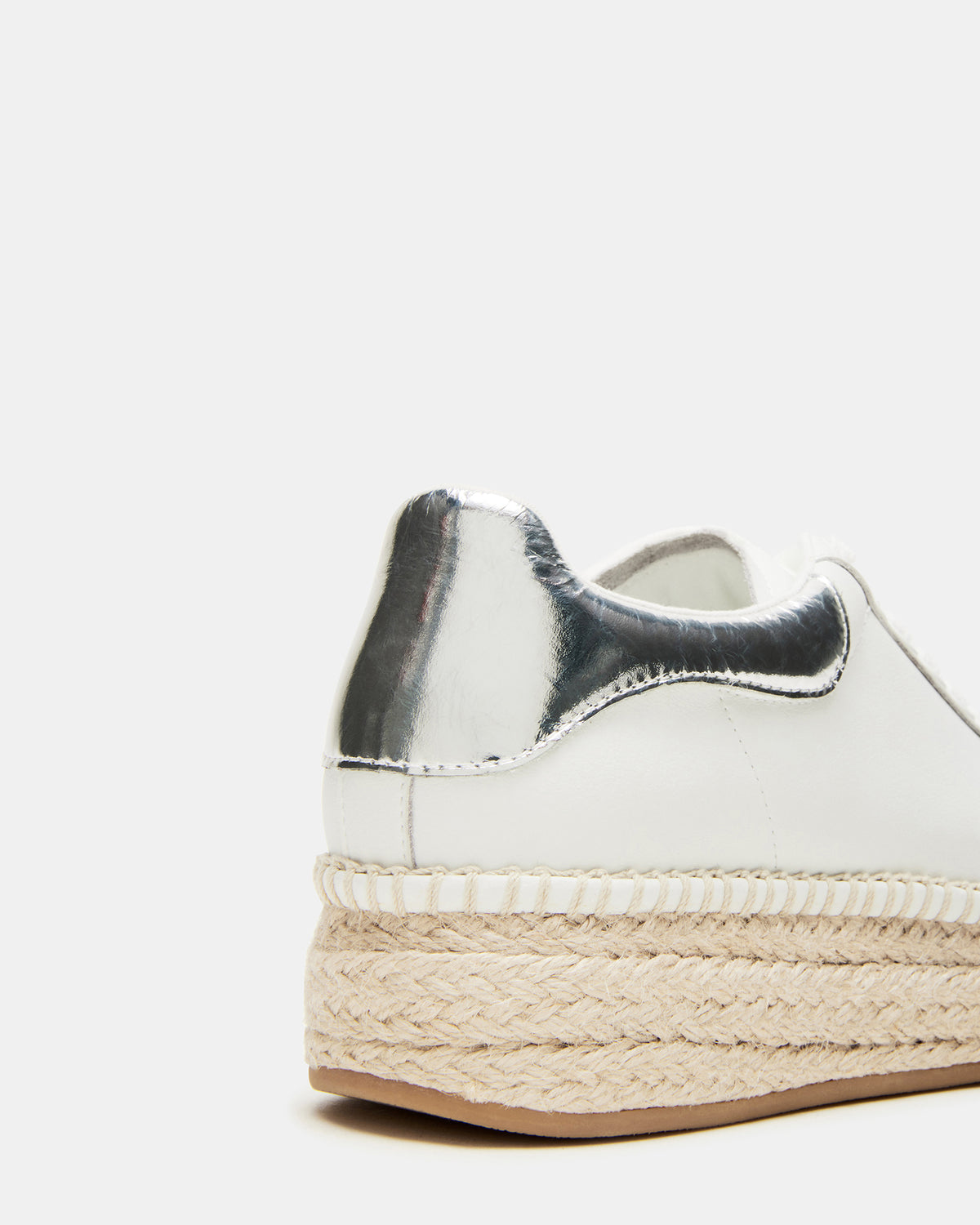 GLANCE White/Silver Espadrille Platform Casual | Women's Sneakers - Steve Madden