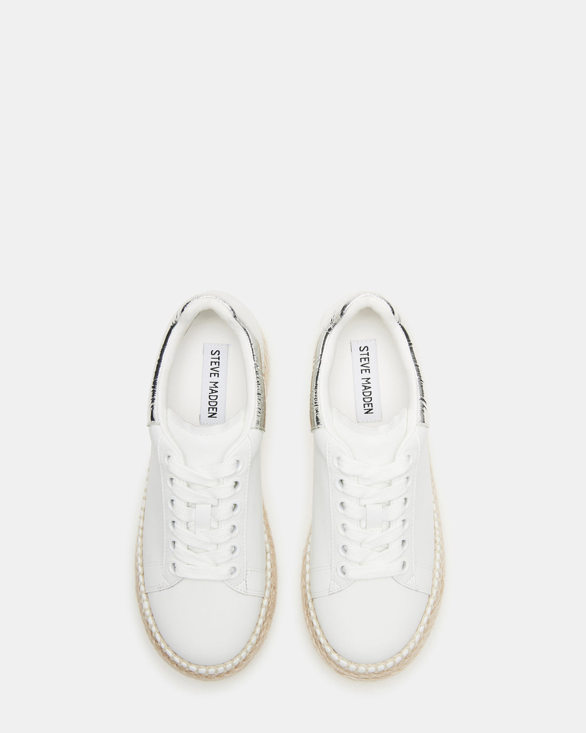 GLANCE White/Silver Espadrille Platform Casual | Women's Sneakers - Steve Madden