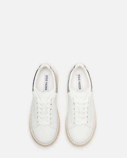 GLANCE White/Silver Espadrille Platform Casual | Women's Sneakers - Steve Madden