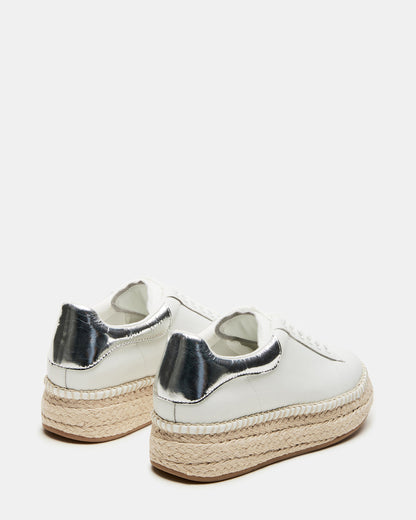 GLANCE White/Silver Espadrille Platform Casual | Women's Sneakers - Steve Madden