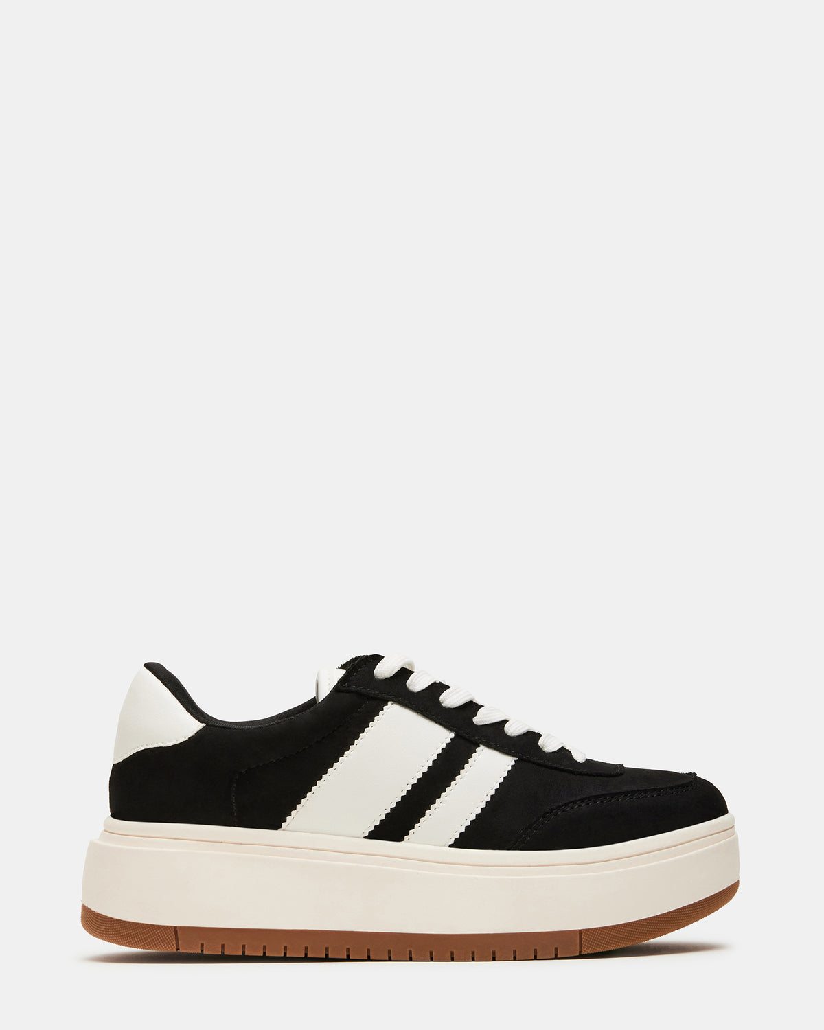 NINJA White/Black Women's Lace-Up Platform Sneaker - Steve Madden