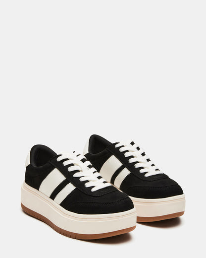 NINJA White/Black Women's Lace-Up Platform Sneaker - Steve Madden
