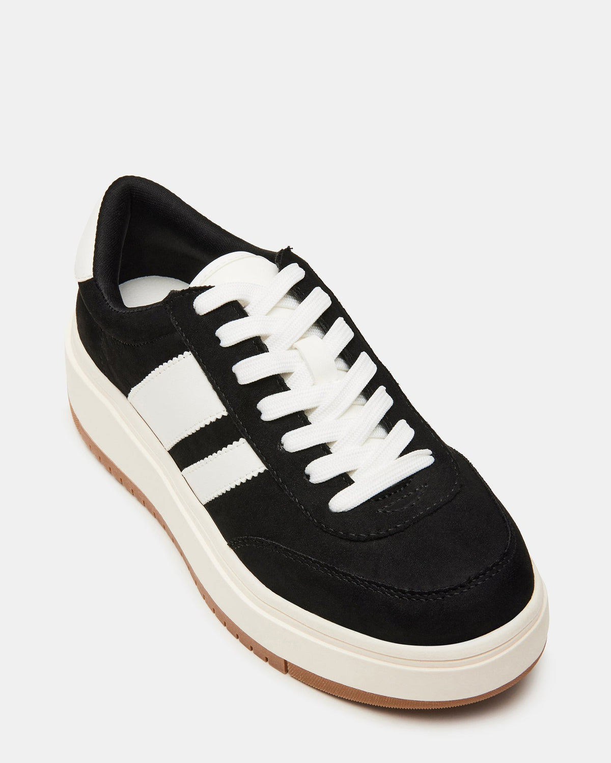 NINJA White/Black Women's Lace-Up Platform Sneaker - Steve Madden