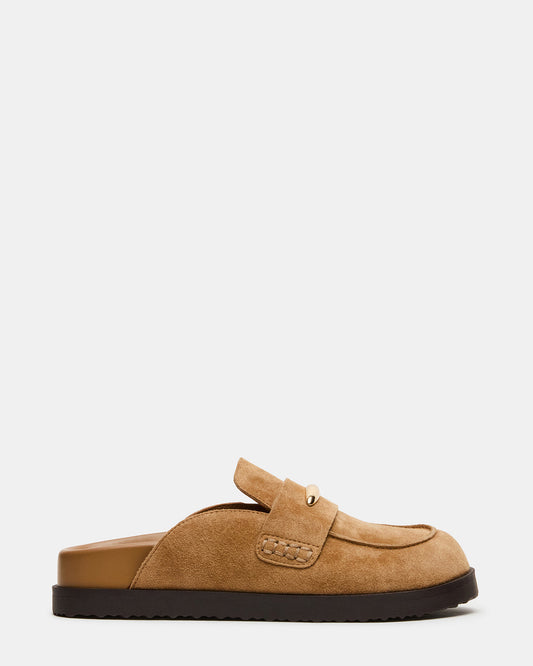 TOBIN Chestnut Suede Slip-On Mule Women's Flat - Steve Madden