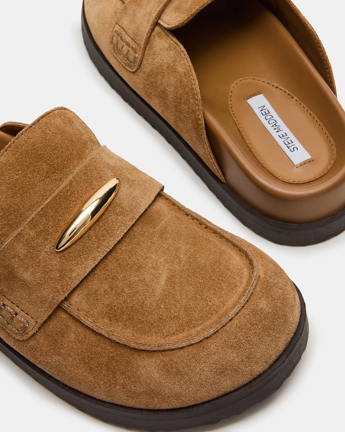 TOBIN Chestnut Suede Slip-On Mule Women's Flat - Steve Madden