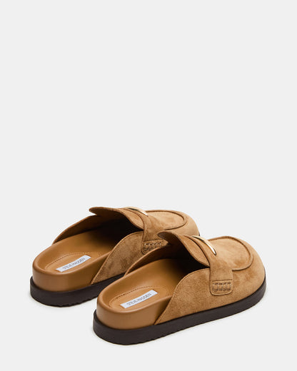 TOBIN Chestnut Suede Slip-On Mule Women's Flat - Steve Madden